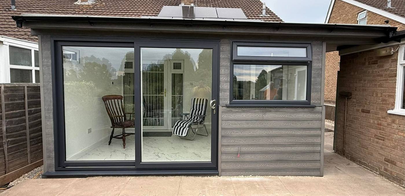 Rear extension with sliding doors